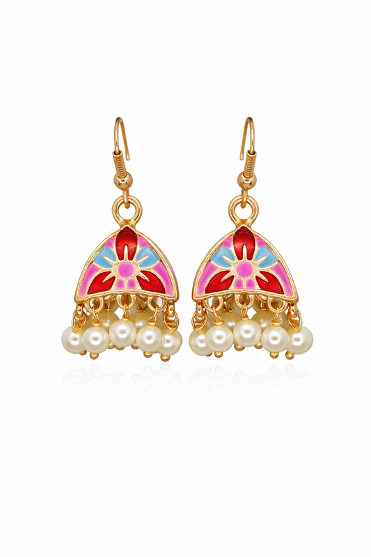 Meenakari Hand-Printed Earrings