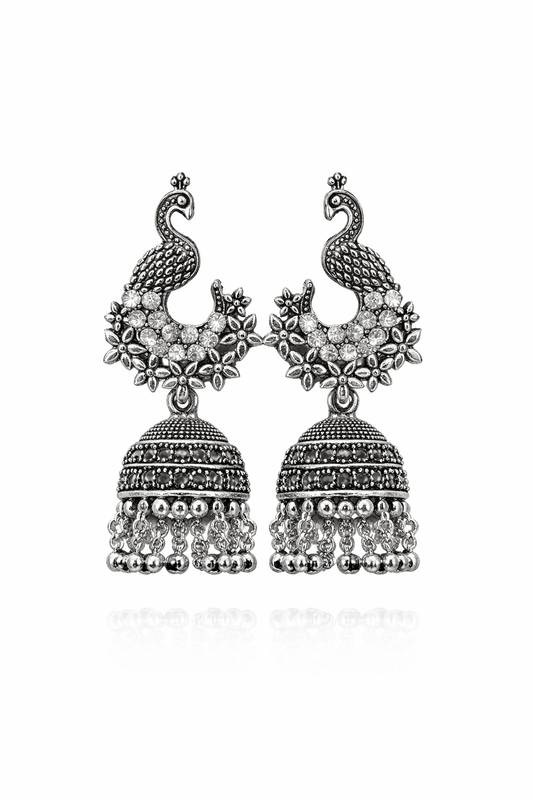 Oxidised Peacock Earrings