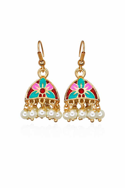 Meenakari Hand-Printed Earrings
