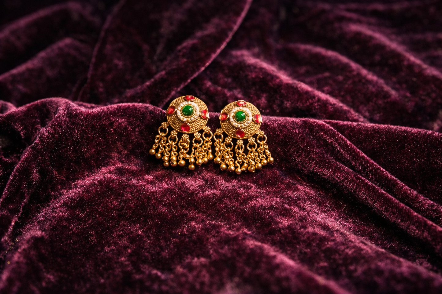 Classic Temple-Inspired Gold Finish Heritage Necklace Set