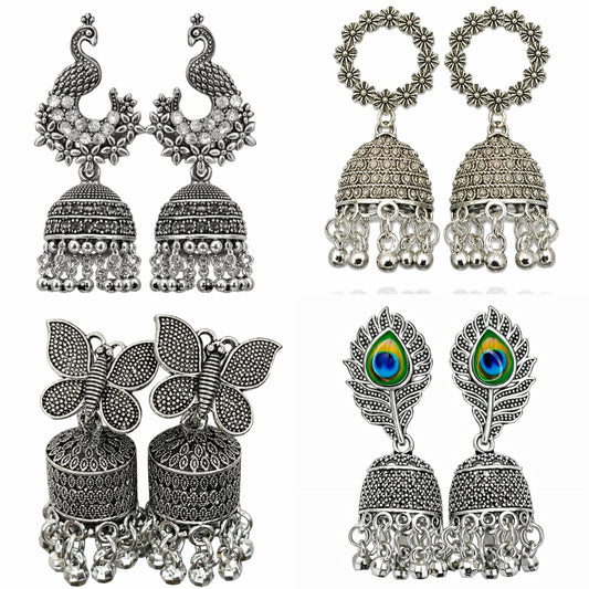 Oxidised Jhumka Earrings Set