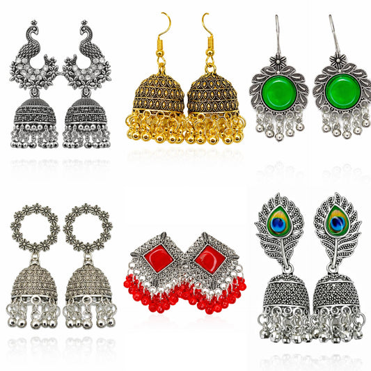 Oxidised Jhumka Earrings Set