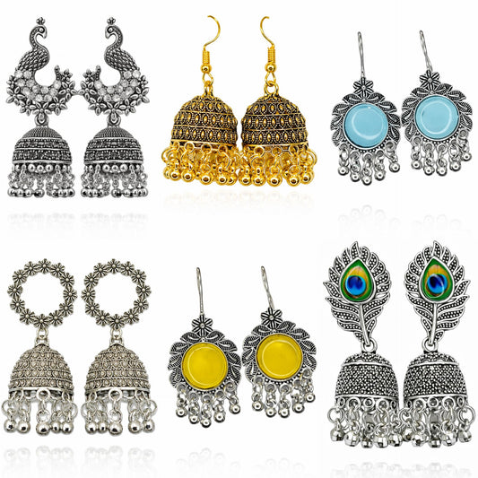 Oxidised Jhumka Earrings Set