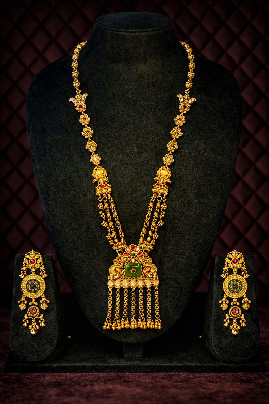 Royal Antique Gold Long Heritage Necklace Set