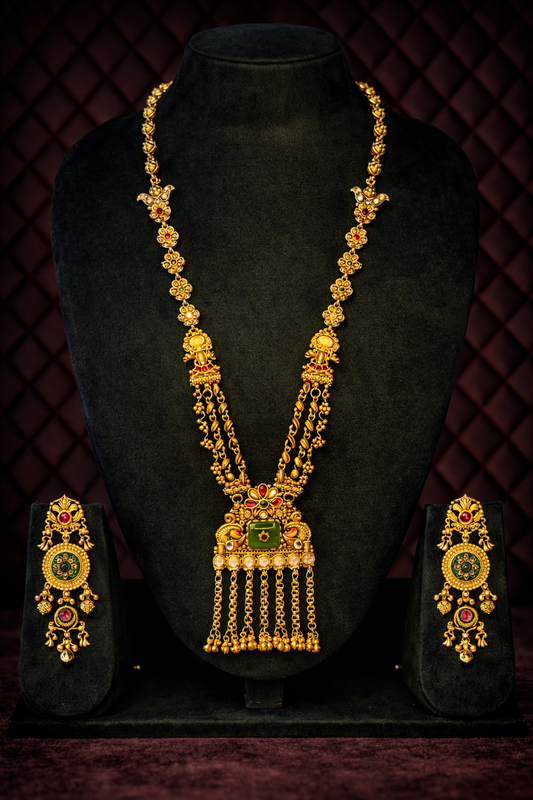 Royal Antique Gold Long Heritage Necklace Set