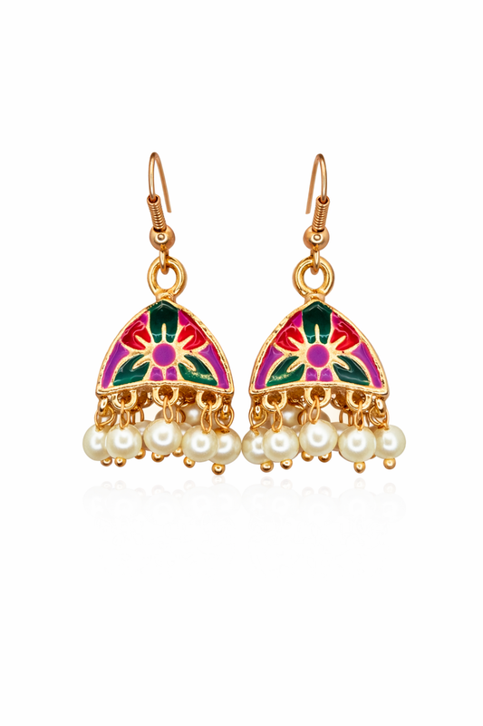 Meenakari Hand-Printed Earrings