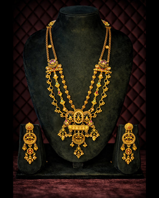 Royal Antique Gold Layered Heritage Necklace Set