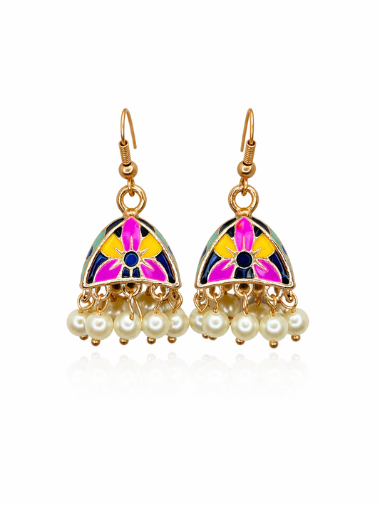 Meenakari Hand-Printed Earrings