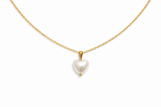 Cute Pearl Heart Necklace
