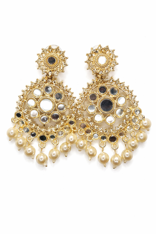Mirror Work Chandbali Earrings