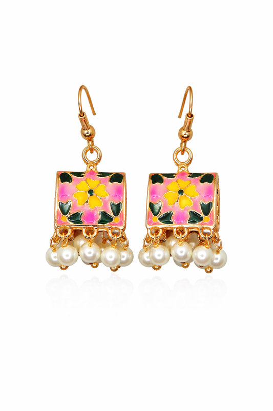 Meenakari Hand-Printed Earrings