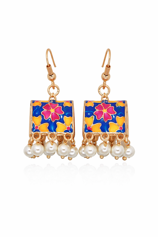 Meenakari Hand-Printed Earrings