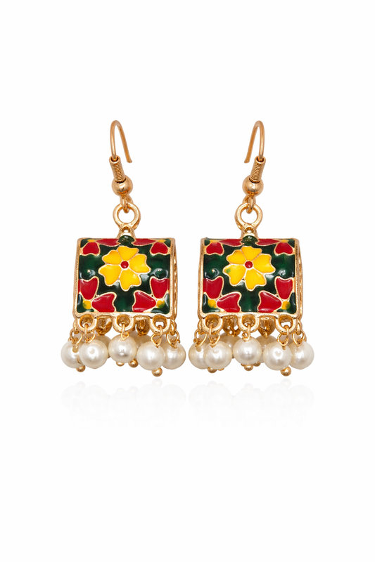 Meenakari Hand-Printed Earrings