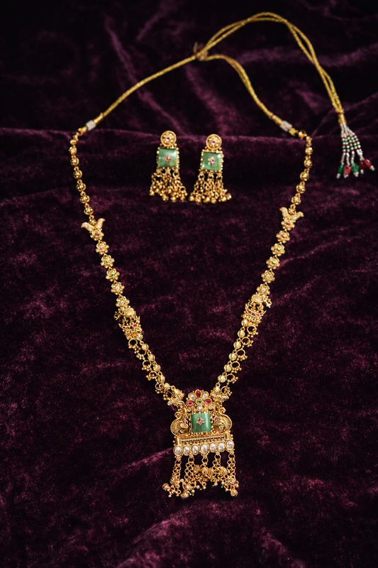Royal Antique Gold Long Heritage Necklace Set