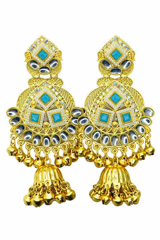 Kundan Chandbali Jhumka Earrings