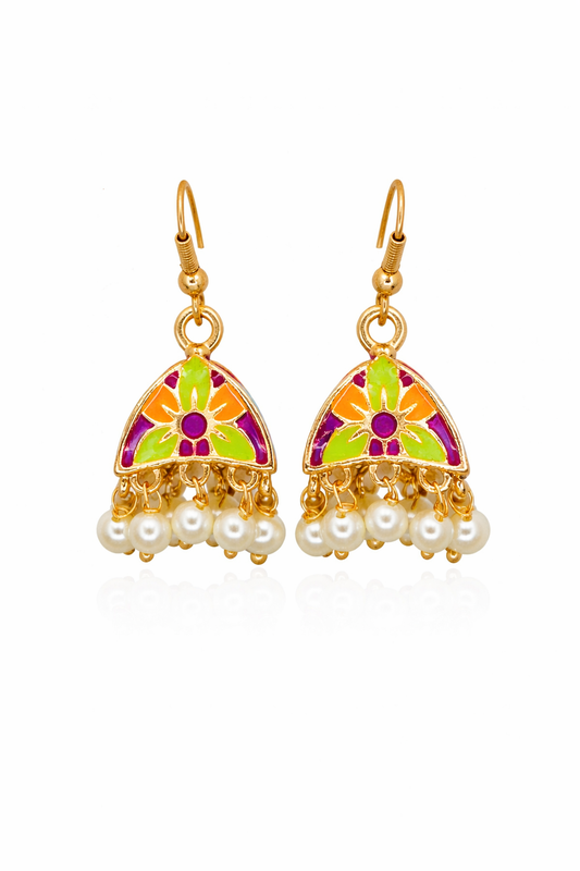 Meenakari Hand-Printed Earrings
