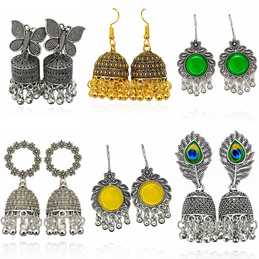 Oxidised Jhumka Earrings Set