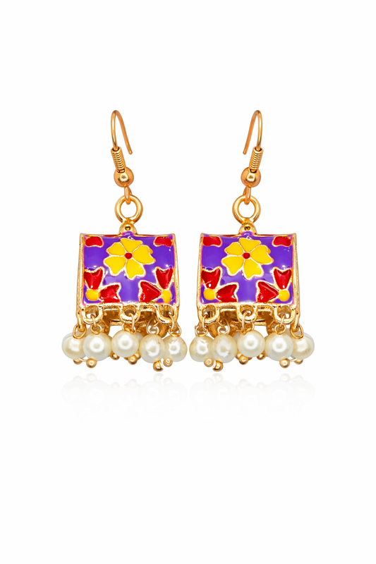 Meenakari Hand-Printed Earrings