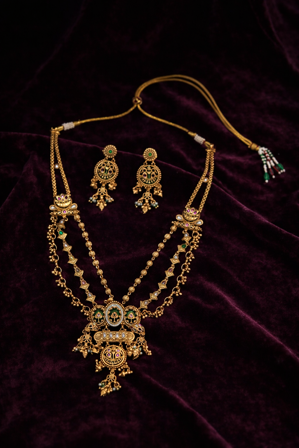 Royal Antique Gold Layered Heritage Necklace Set