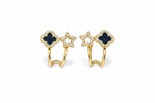 Dual Hoop Earrings with Star Charm