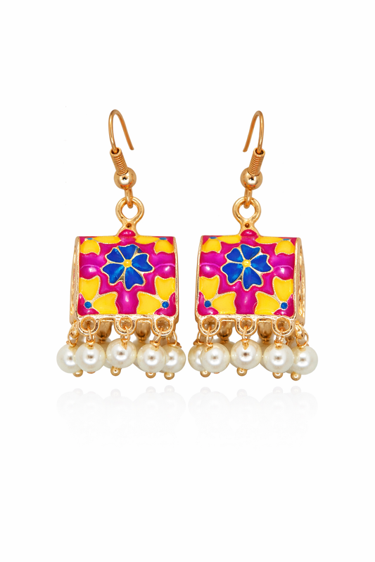 Meenakari Hand-Printed Earrings