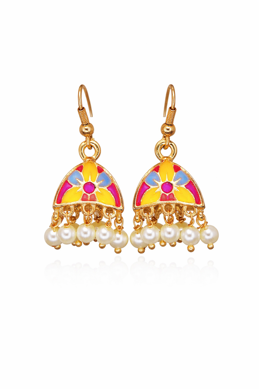 Meenakari Hand-Printed Earrings